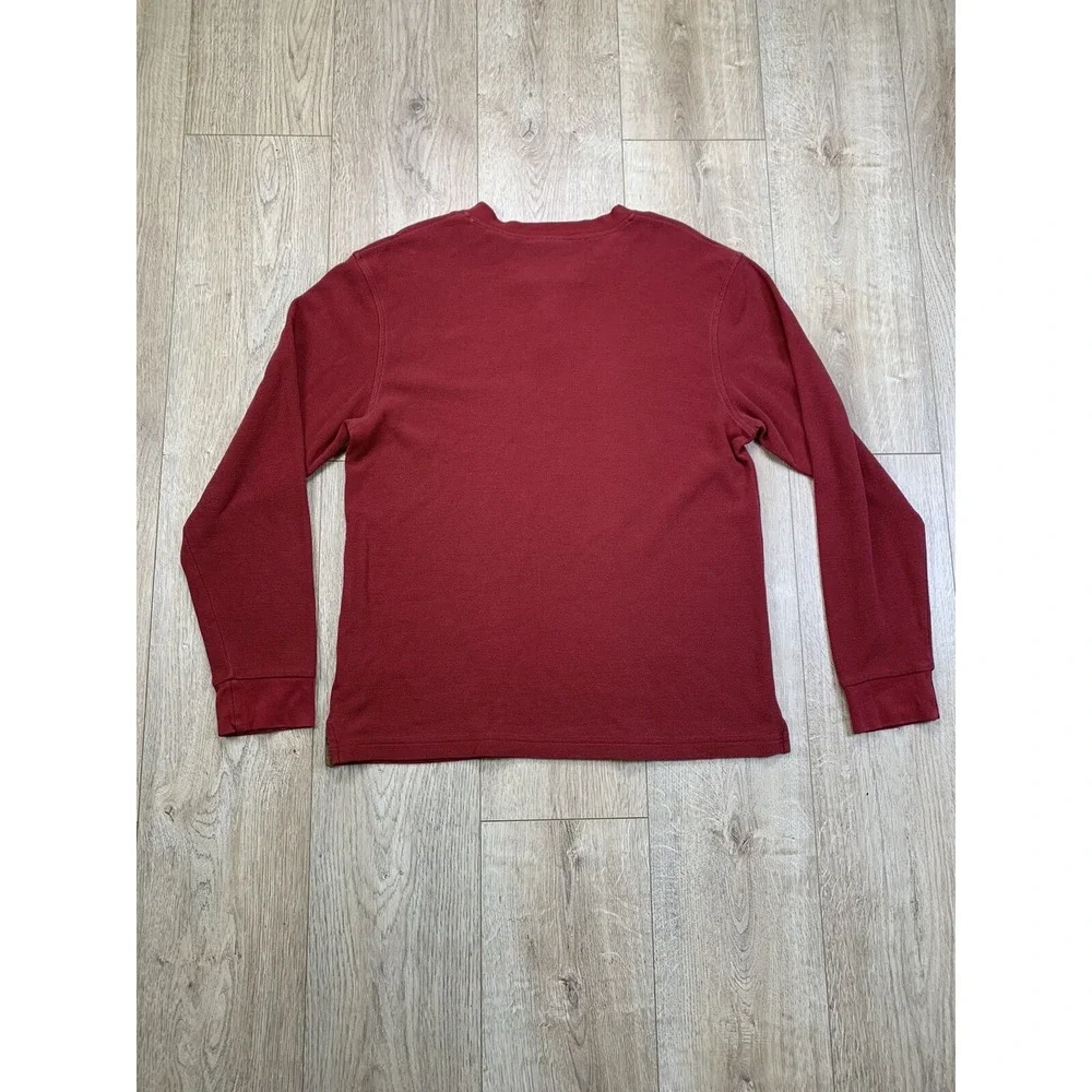 VTG Timberland Men Red Cotton 1/4 Button Long Sleeve Heavy Pullover Shirt Size M